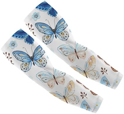 Mulheres UV Sun Protection Arm Mangas, mangas refrigerantes escudo de capa de braço para homens pedalando a caminhada de golfe vintage Butterfly Butterfly