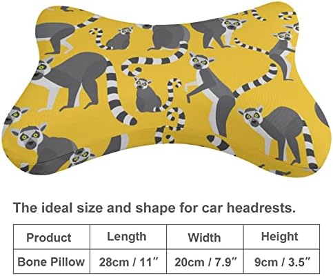 Lemurs de Madagascar 2pcs Carconha travesseiros de pescoço respirável Auto Cushion Cushion Almofado de carro confortável se encaixa em todos os veículos