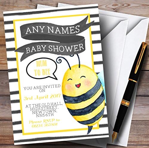 Invitados em aquarela de abelha Bumble convites para chá de bebê