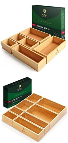Royal Craft Wood Bamboo Storage Box Conjunto de 5 com caixa de armazenamento de bambu conjunto de 8