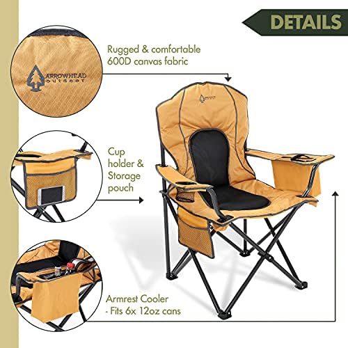 Arrowhead ao ar livre portátil dobramento de camping cadeira com 4 canas de refrigerador, copo