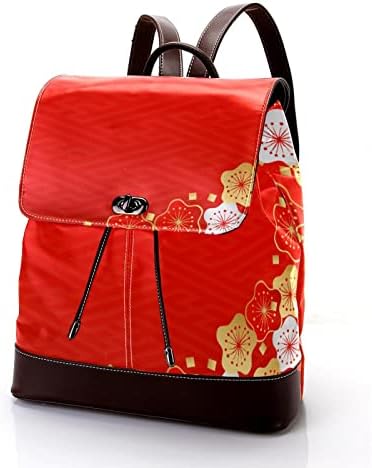 Mochila VBFOFBV para mulheres Laptop de laptop Backpack Bolsa casual, Flor de cerejeira vermelha de flores retro