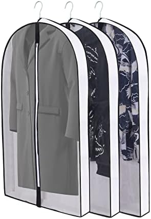 Sacos de vestuário de 50 de 50 para pendurar roupas, tampas de terno à prova de mariposa com 4 reforços para