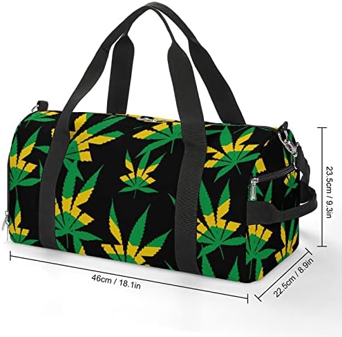 Leaf Jamaica Flag Gym Bag Tote Tote Bag Duffel Bag com compartimento de sapatos para férias esportivas