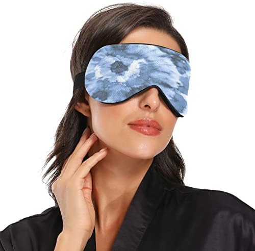 Kigai Sleep Eye Máscara para homens Mulheres Luz bloqueando a noite dormindo vendimento com cinta ajustável Soft respirável conforto ocular capa para viajar ioga na soneca corante azul