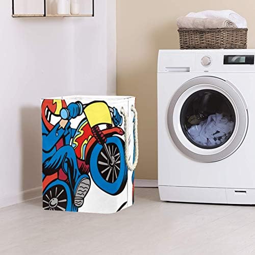 Deyya Speed ​​Motorcycle Pattern Laundry Baskets dificultam altos e resistentes para crianças adultas meninos adolescentes meninas em quartos Banheiro 19.3x11.8x15.9 em/49x30x40.5 cm