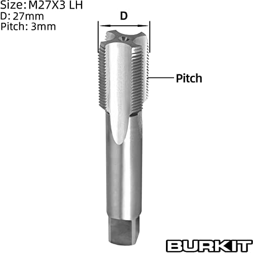 Burkit M27 x 3 Thread Tap Mão esquerda, HSS M27 x 3,0 Máquina de caia reta Tap Tap