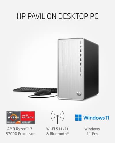 HP Pavilion Desktop PC, AMD Ryzen 7 5700G, 16 GB RAM, 512 GB SSD e VH240A