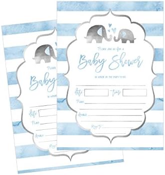 Hadley Designs 50 Preencha convites para chá de bebê, convites para chá de bebê elefante, selva, chá de bebê convida menino, convites para chuveiro de menino, convites para bebês, convites de chá de bebê neutros