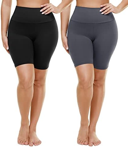 TNNZEET 2 pacote de tamanho superior de cintura alta de 8 shorts de motoqueiros para mulheres - shorts