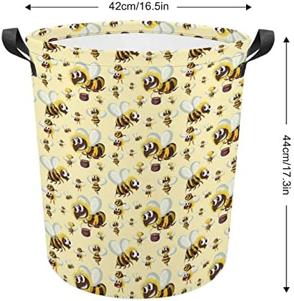 Bumble abelhas dobráveis ​​cestas de lavanderia cesto de lavanderia com alças para lavar o caixote de roupas