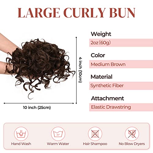 Lonai Messy Bun Hair Piece para Mulheres, Extensão de Pony-Rail de Curly Scrunchies, elástico,
