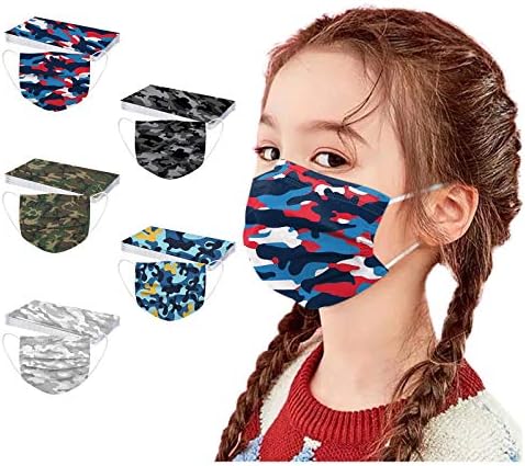 Kids 100 pacotes de 3 bly descartáveis ​​face_masca com clipe de nariz ajustável e alça de ouvido