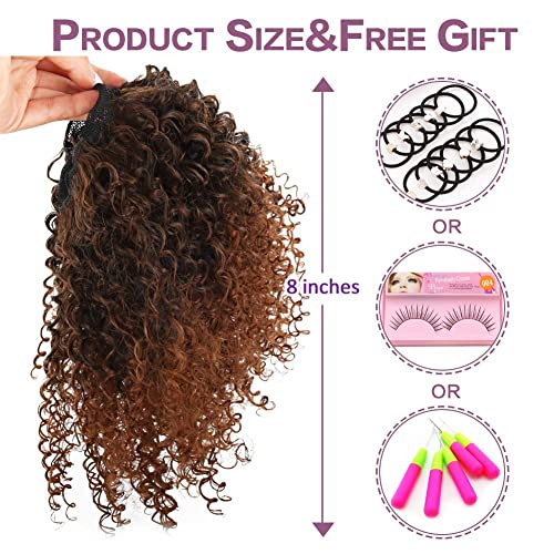 Afro Kinky Curly Curly Custring Railys para mulheres negras Pony Brown Pony Afro Puff Chela