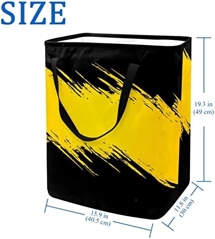 Cesto de lavanderia dobrável preto e amarelo, cestas de lavanderia à prova d'água de 60l de roupa de lavagem de