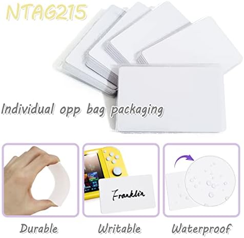 50pcs NFC tags NTAG215 Cardes brancos, compatíveis com telefones e dispositivos celulares habilitados para AMIIBO e NFC, cartões de visita programáveis ​​NFC, tamanho 85.5 * 54mm