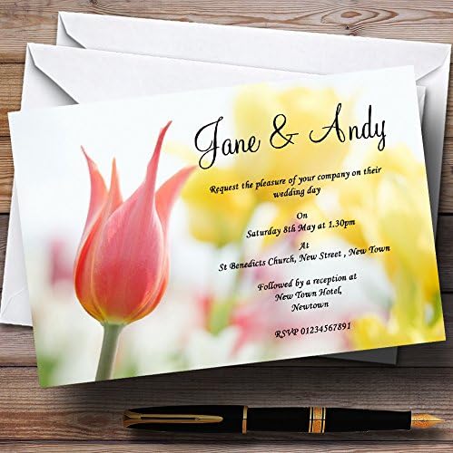 Convites de casamento personalizados e amarelos e rosa e amarelo