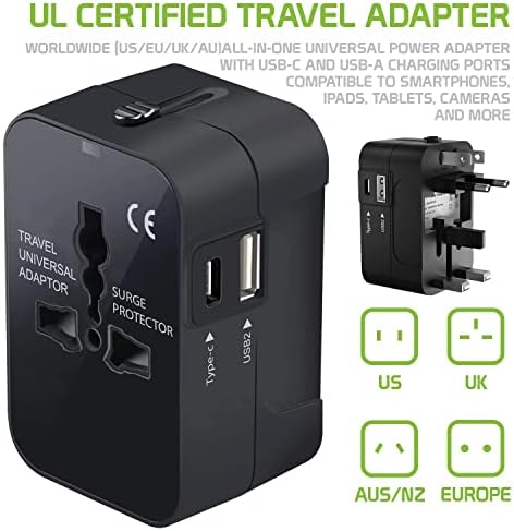 Viagem USB Plus International Power Adapter Compatível com a Samsung SM-T801 para energia mundial para 3
