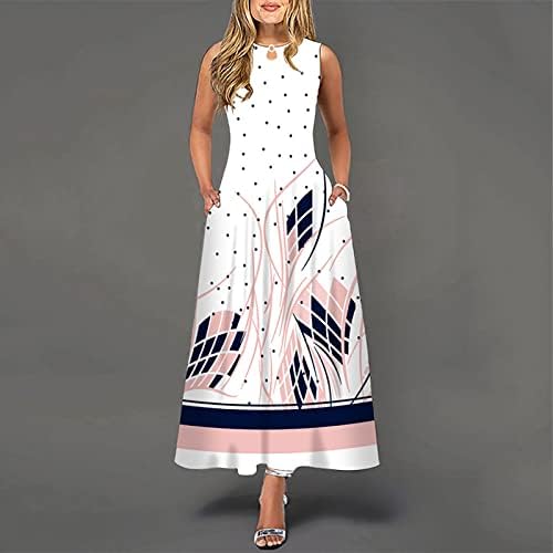 Vestido maxi de mangueira casual de verão feminino, vestido floral maxi, vestido de primavera 2023