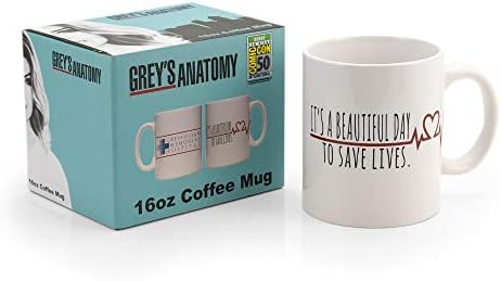 Entretenimento surreal Grays Anatomy Derek Shepherd Creamic Coffee Caneca | É um lindo dia para salvar vidas | Detém 16 onças
