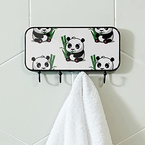 Toalheiro Montado com o toalha Rack de toalha Decoração de banheira Roupa de roupão de casaco Pandas fofos Eat Eat Bamboo Bath Towel Hanger Storage Organizador
