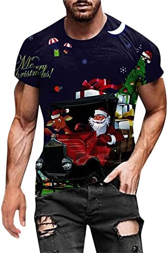 XXBR Christmas Men's Designer T-shirts de manga curta, rua 3D engraçado Natal Santa Claus Tee ROVA