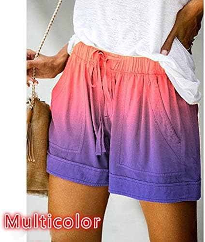 Deepclaoto Beach Shorts para mulheres, Summer elástico da cintura Colo
