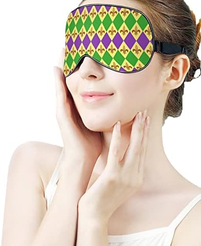 Cute Mardi Gras Padrão Máscara de olho impressa no sono Tampa de olhos macios com cinta ajustável Eyeshade