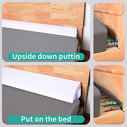 Almofado de cunha de cama king size moavica para cabeceira/lacuna de cama, feche a lacuna entre seu colchão e cabeceira, cinza e branco