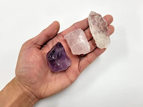 Conjunto de cristal de cristal de cura do MineralUniverse - cristal de ametista, cristal de quartzo rosa, ponto de cristal de quartzo - conjunto de pedras de cristal para iniciantes em cristal