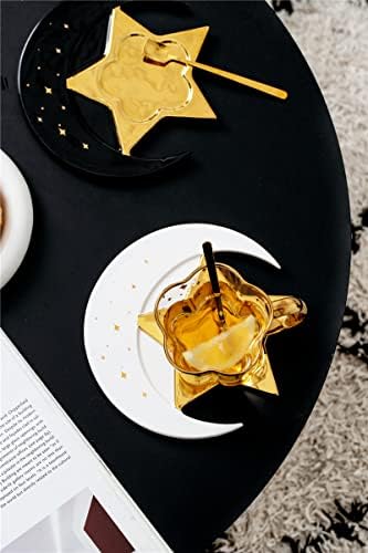 Berjaya Glass Coffee Cup e Star Moon Luucer com colher conjunto de colher dourado copo de vidro da tarde de suco de chá e drinques de água