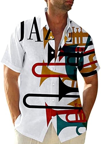 Xxzy guitarra camisas para homens impressão casual masculina camisa de plita de tamanho curto