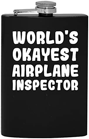 Inspetor de avião mais ok -oking do mundo - 8oz de quadril de quadril bebejo de álcool