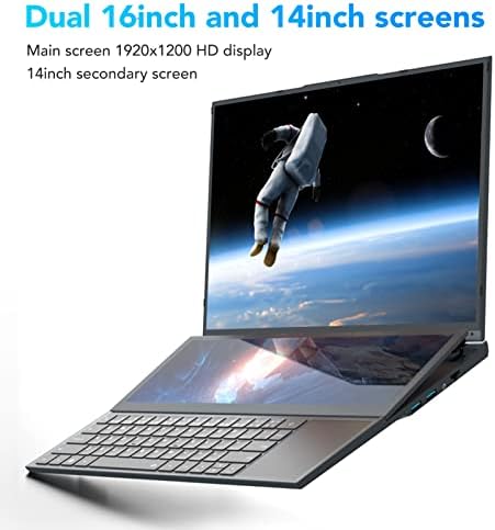 Laptop de tela dupla Ashata 16in para Windows 11, laptop de tela de toque para Intel para Core