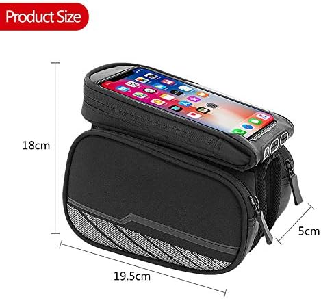 Syksol Guangming - Bolsa frontal do telefone de bicicleta, saco de guidão à prova d'água com tela de toque, saco de armazenamento de bicicleta da estrutura frontal, compatível com celulares Android/iPhone abaixo de 5.7