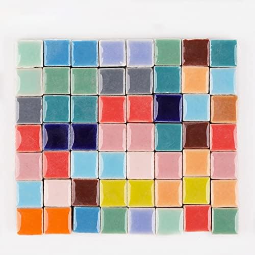 Pinuo & ke 200 peças / 200 g formas quadradas 1x1 cm mosaico de cerâmica quadrado telhas para artesanato, peças de vidro coloridas para projetos de mosaico - roxo claro