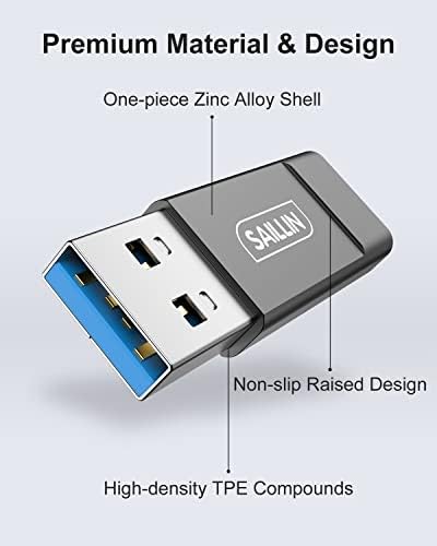 10 Gbps USB C fêmea de fêmea para USB Adaptador 2, Sailin Alloy de zinco de zinco USB A para USB C Adaptador