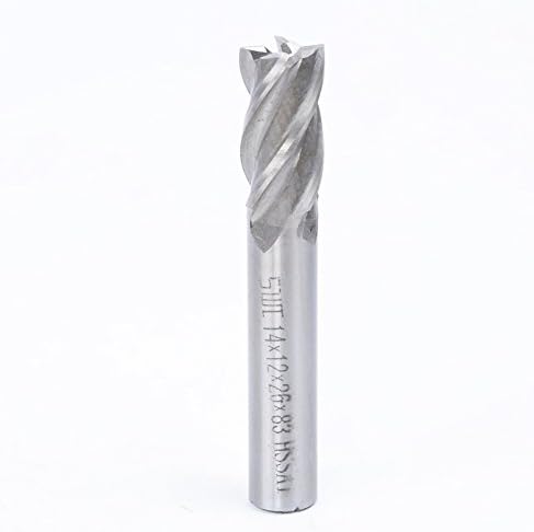 1pcs 4 flauta hastreio hss stand cortador de moagem ， para uso em materiais rígidos diâmetro de corte de 14 mm, diâmetro de haste de 12 mm, comprimento da lâmina de 26 mm, comprimento total de 83 mm,