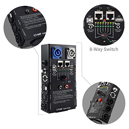 Mfl. Plug Audio Cable Tester Line Finder Black 13-em-1 Cabos Verificador Rastreador de fio de 8 vias com indicadores