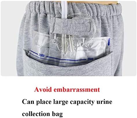 Gaofanincontinince Cuidado calças quentes com bolso, calça de arremesso de enfermagem de cateter urinário para idosos de paciente acamado, Black2pockets, XL