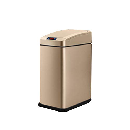 Neochy lixo de indução automática de lixo de indução elétrica Intelligente com tampa retangular estreita sala de estar lixo do quarto pode 7l latas de lixo de cozinha/ouro
