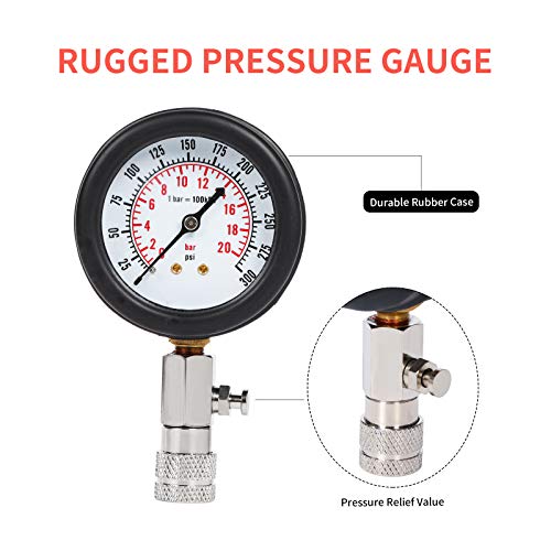 8pcs kit de testador de compressão 0-300 psi a gasolina a gasolina motor cilindro de pressão de pressão Automotive