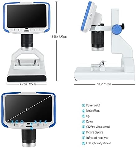 N/A 200X Microscópio Digital 5 '' Tela HD VÍDEO Microscópio Microscópio Eletrônico Presente Ferramenta de Biologia Científica