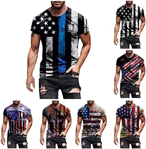 XXBR MEN's Independence Day T-shirts Sports Sports American Bandeira Camiseta curta Manga de manga estampa Estrelas de camiseta e listras Tops Camiseta personalizada Design de camisa mensal camisas de rugby de botão masculino