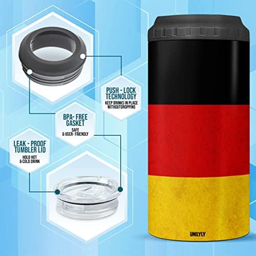 Não -personalizado alemão futebol lata mais fria aço inoxidável aço a vácuo Presentes de 12 oz para amantes de esportes homens magros latas regulares garrafas de cerveja bebidas isoladas.