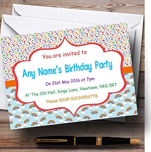 Rainbows e Polkadot Rainbow Children's Party Convites personalizados