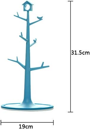Árvore de rack de caneca removível criativa, suporte de suporte de plástico com 6 ganchos exibem canecas de café xícaras de chá para cozinha xícara de armazenamento de armazenamento azul 19x31.5cm