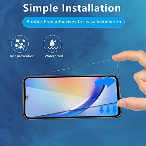 Aleecyn 3 pacote compatível para o Samsung Galaxy A24 4G/5G, protetor de tela de vidro temperado, vidro de dureza 9H, anti-arranhão, amigável para casos, clareza HD, sem bolhas, fácil de instalar