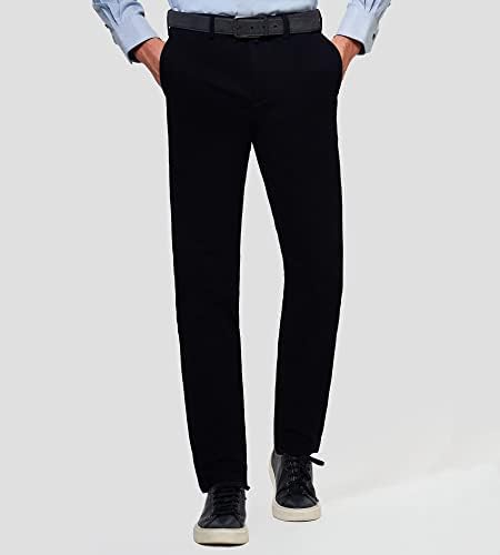 Calça de vestido fit-slim de ferro masculino com calças de vestido premium de cintura expansível escondidas para homens
