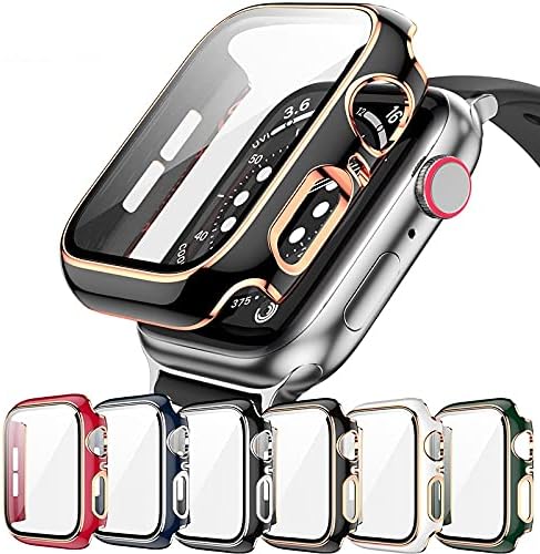 WSCEBCK Glass + Tampa para Apple Watch Case 45mm 41mm 44mm 40mm Duas tela colorida Protetor de pára -choque